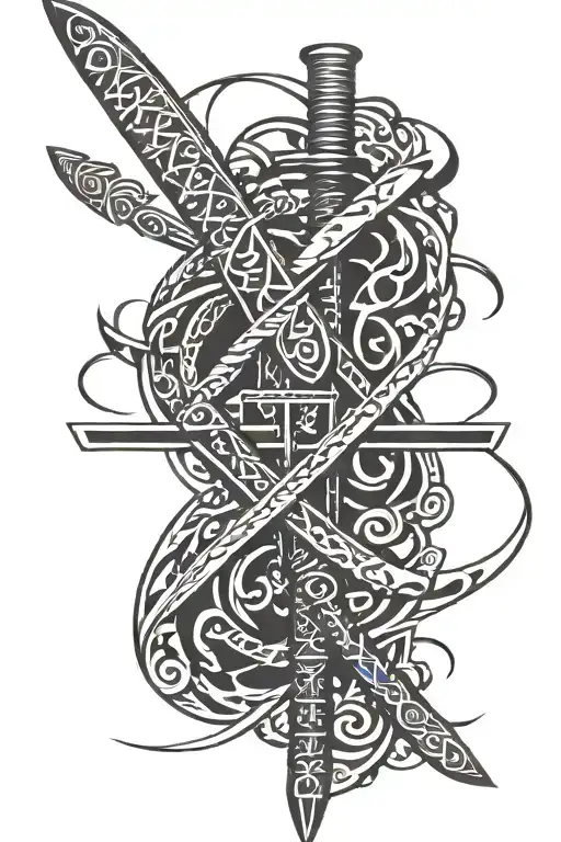 Katana With Three Letters On The Blade