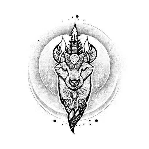 Half Loin With Moon And Forest