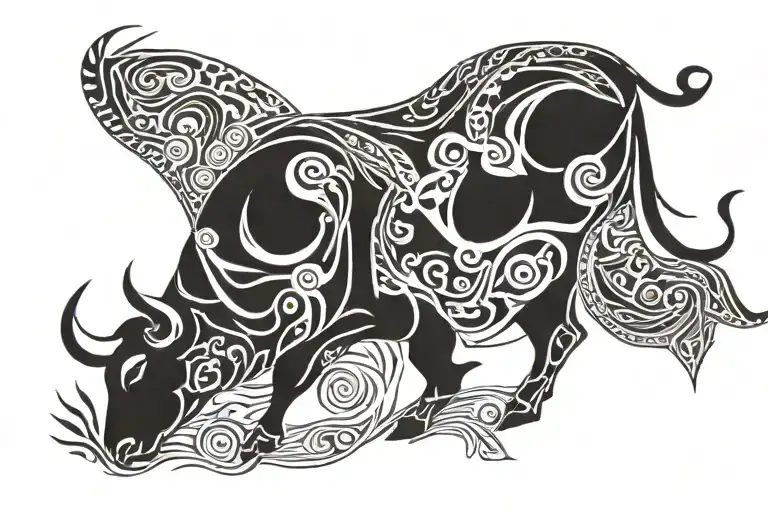 The Bull Is Grazing Peacefully