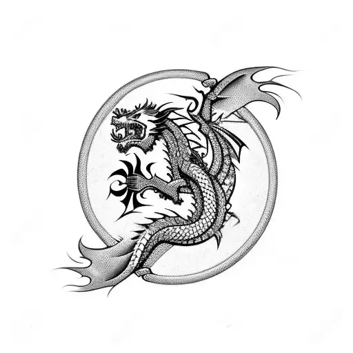 Dragon Sitting On An Hourglass