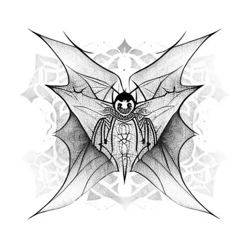 Bat Wings With Mandala Along With Spider Webs On An Arm