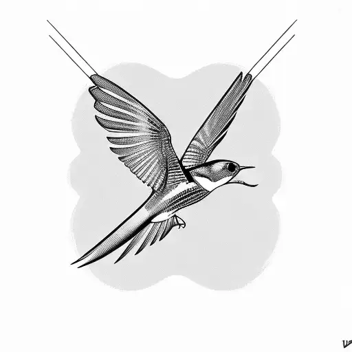 Swallow Bird Flying Downward