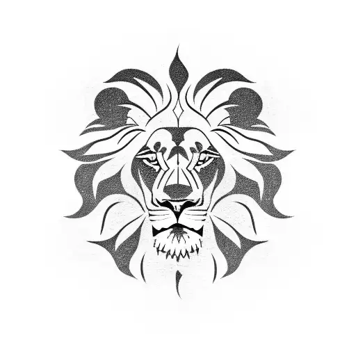 Lion From The Side Made Out Of Fire