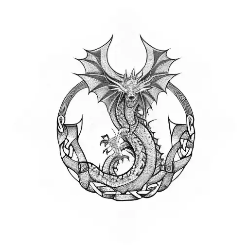 Sleeping Celtic Western Dragon With Books