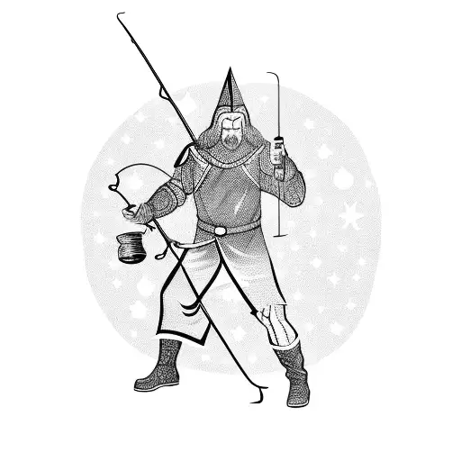 A Norse God Wielding A Fishing Rod And Catching Stars From The Night Sky