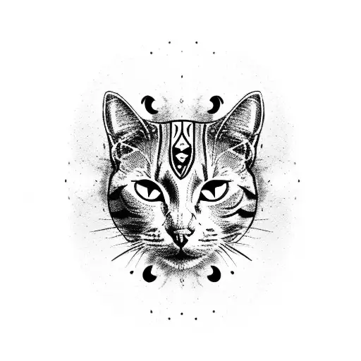 Cat Head Half In Style Of Deadpools Skin Look Half A Black Cat