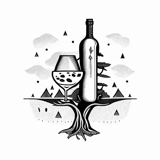 Drinking Wine And Eating Pizza In A Forest