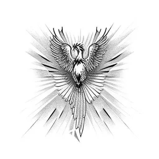 Phoenix With Color In Rising Pose