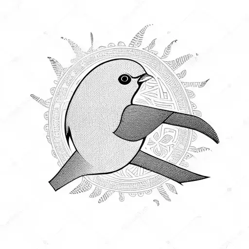 Bird In A Flower Field