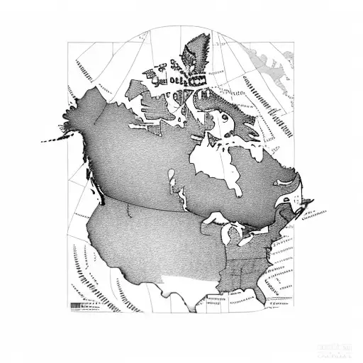 A Map Of Canada And Japan Merging Together With Anime Characters Representing Each Country