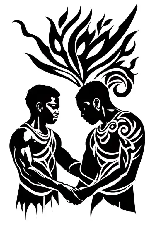 Father And Sons Holding Hands