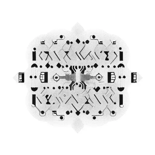 A Guitar With Circuit Board Patterns Incorporated Into The Design