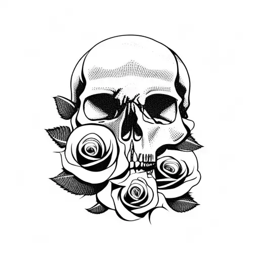 Skull And Number 13 And Roses