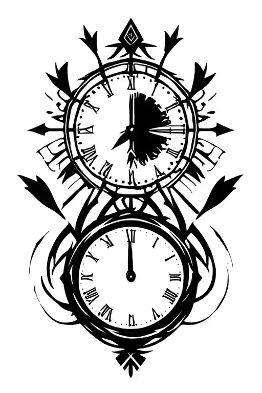 Brujula With Clock And Arrows