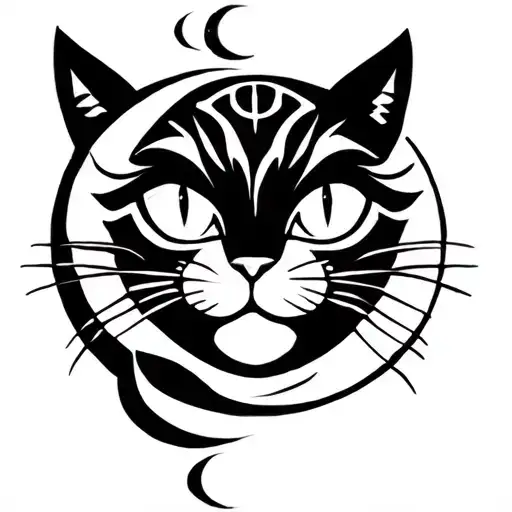 Friendly Cheshire Cat As The Moon