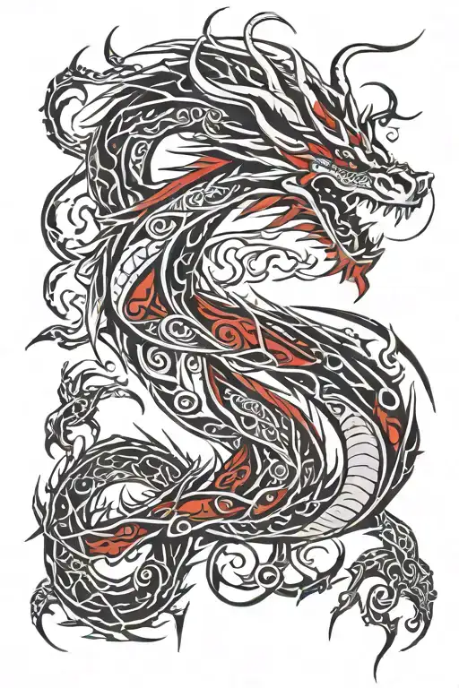 White And Red Dragon Wrapped