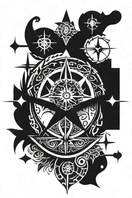 Compass Surrounded By Various