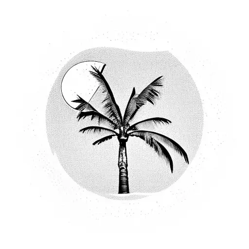 Palm Tree Under Moon With Rain Sleeve