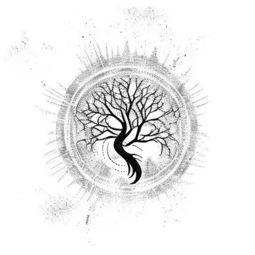 Tree Of Life With Two Wolf