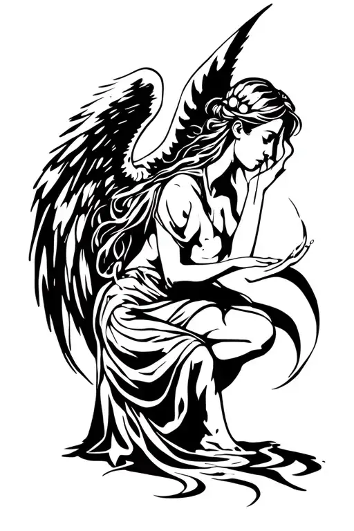 Angel Looks At The Floor And Various Beautiful Scribbles