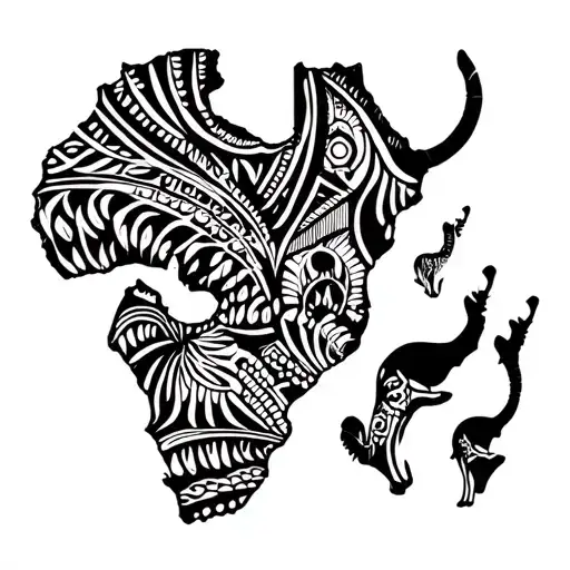 South Africa Map Made Entirely Of African Animals Tattoo