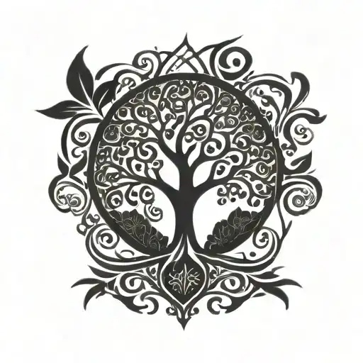 Tree Of Life Trinity Symbol Mixed Together