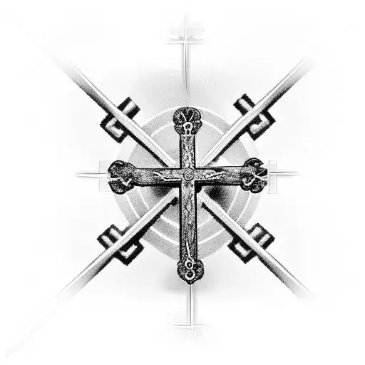 Cross With A Rosary Around It For Men