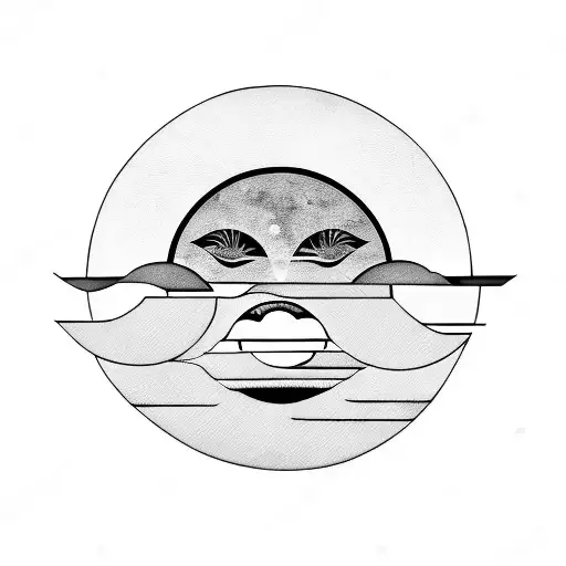 Mean Sun With A Mean Crescent Moon Digital Background