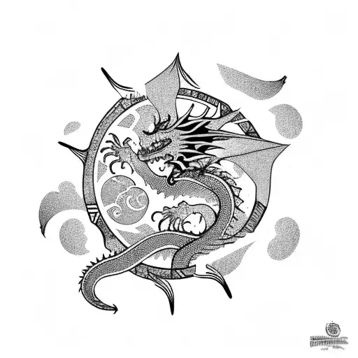 Dragon Roaring Around The Moon