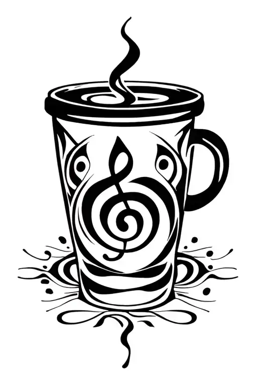 Coffee Cup With Musical Notes