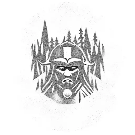 Warrior Silhouette Hiking Up A Rugged Mountain Trail