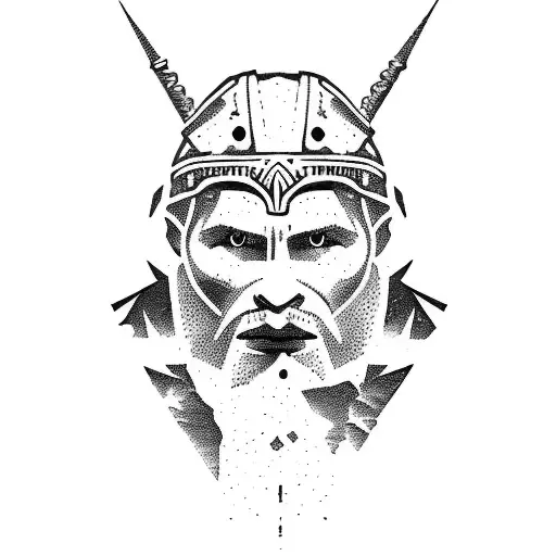 Warrior Silhouette Hiking Up A Rugged Mountain Trail