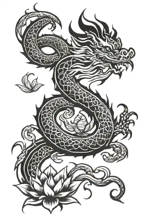 Vietnamese Dragon With Lotus Flower
