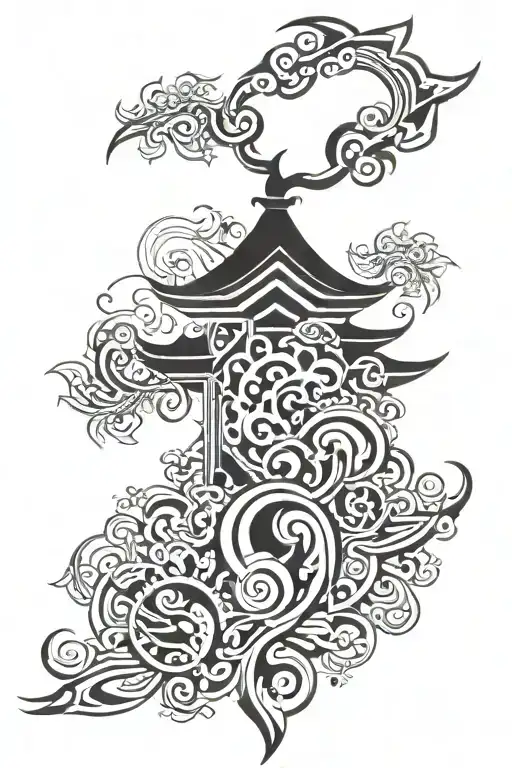 Poly Asian Design For Half Sleeve