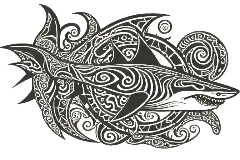 Shark In Traditional Polynesian Style