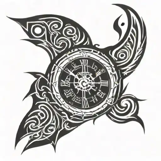 Left Side Of Chest Tribal Realistic Clock Face