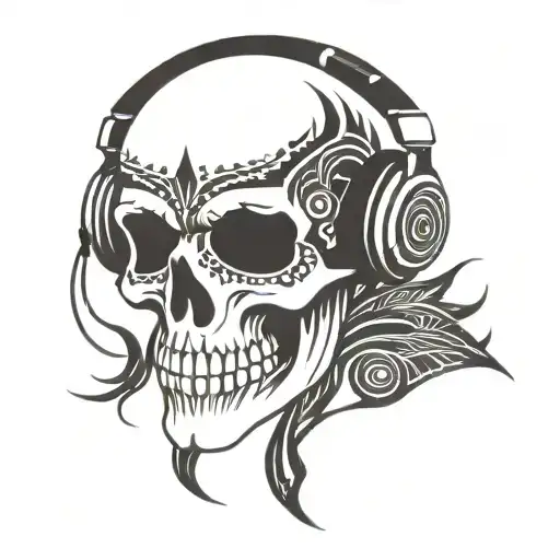 Skull Wearing Headphones