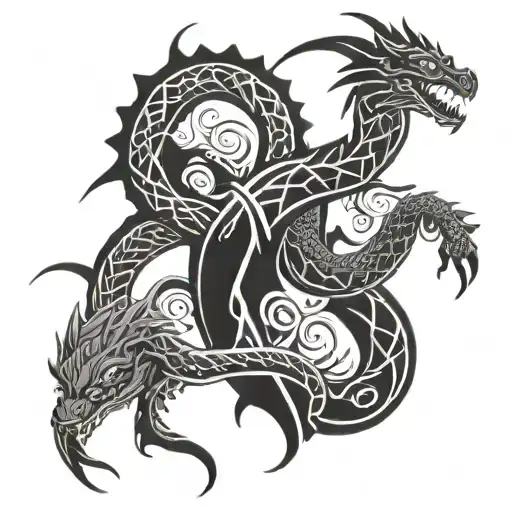 Snake And Dragon Entwining