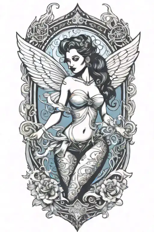 Open Book With Whisp Of Smoke Coming Out Of It That Turns Into A Pinup Fairy