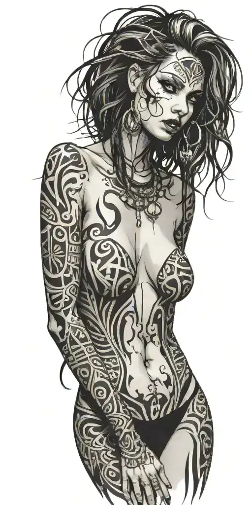 Darkly Alluring Full Nude Goth Girl Rocking Out