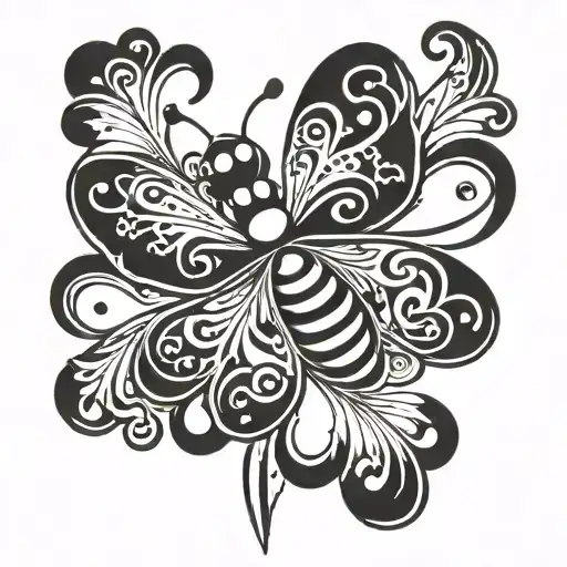 Ladybug And Four Leaf Clovers