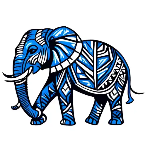 Blue Elephant Geometric Design