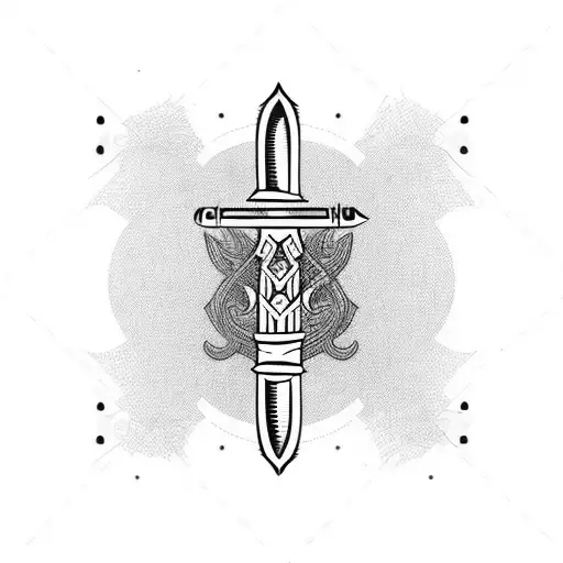 Viking Sword Tattoo With Weaves