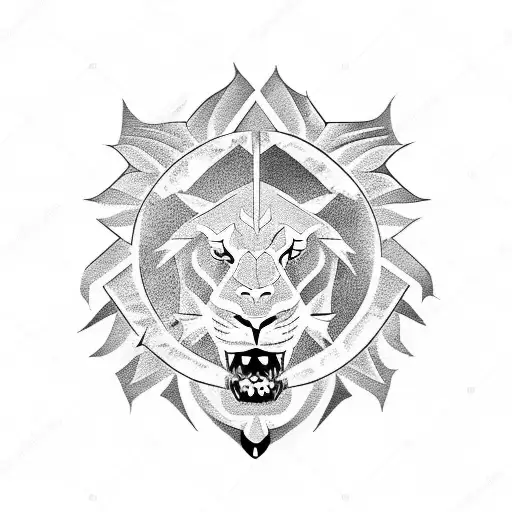 Lion Fighting Dragon In Yin And Yang