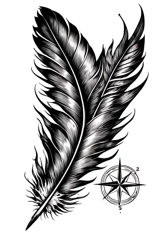 Pen Feather And Compass