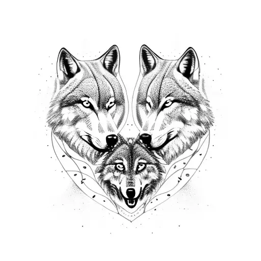 Twin Wolfs In Moon