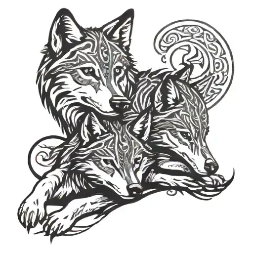 Wolf And Wolf Cub