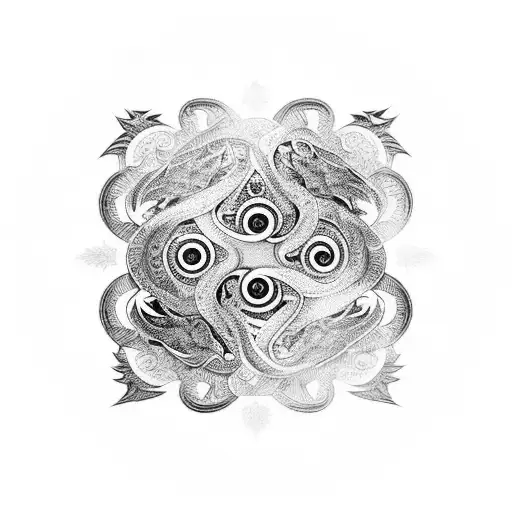 Black And White Eagles In Ying Yang Style