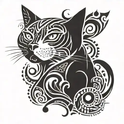 Happy Cat Lover Geomagnetic Tattoo
