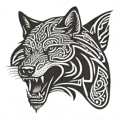 Calm Wolf Head Simple Outline